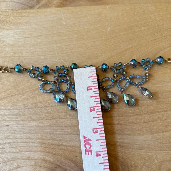 VICTORIAN INTRICATE NECKLACE BLUE BEADS OLD WORLD EDWARDIAN STATEMENT ORNATE - Picture 8 of 8